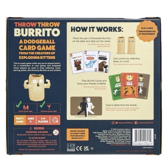 New Sealed Exploding Kittens Presents Throw Throw Burrito A Dodgeball Card Game - Picture 2 of 5